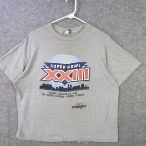 Vintage Super Bowl XXIII Shirt T-Shirt Mens XL Gray NFL Football Miami 1989 80s